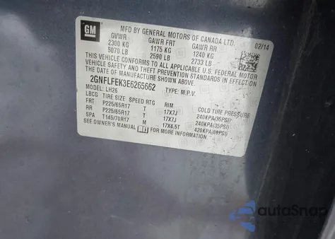 2014 Chevrolet Equinox 1Lt z USA, uszkodzony, nr VIN 2GNFLFEK3E6265662